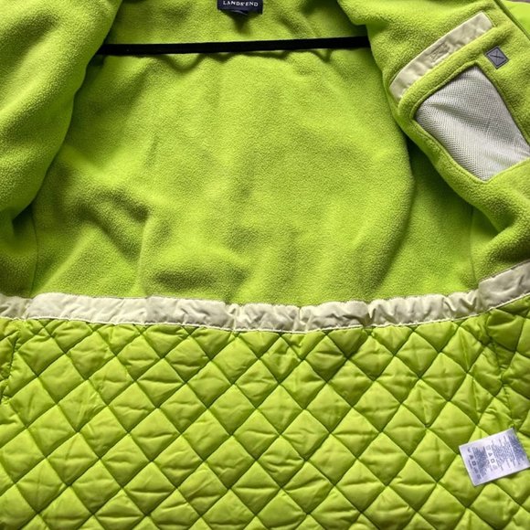 Lands End Green Hooded Puffer Winter Outdoor Jacket Girls Medium 10- 12 - Picture 7 of 12